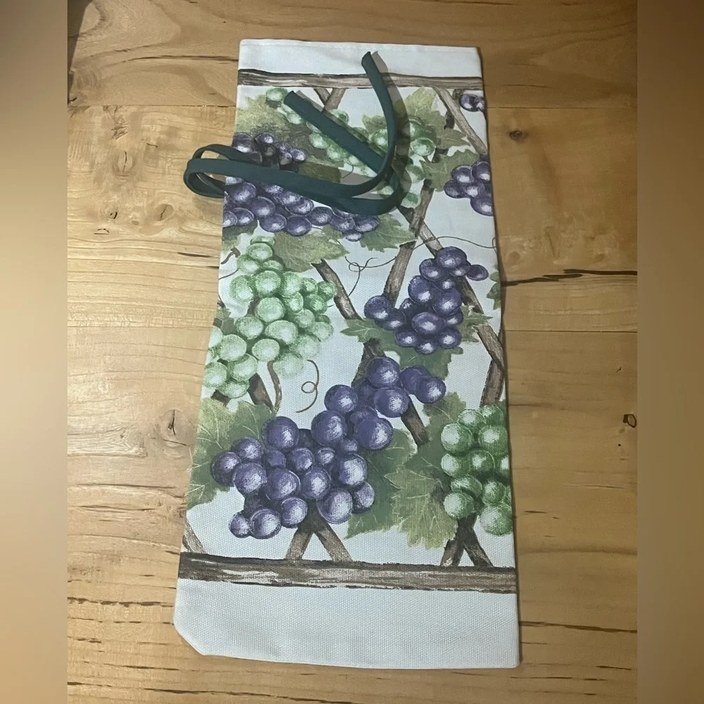 Vintage Wine Bottle Cloth Gift Bag Naomi McBride Artist Signed 2002